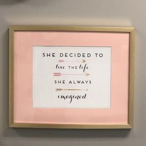 Pink & Gold Framed Quote